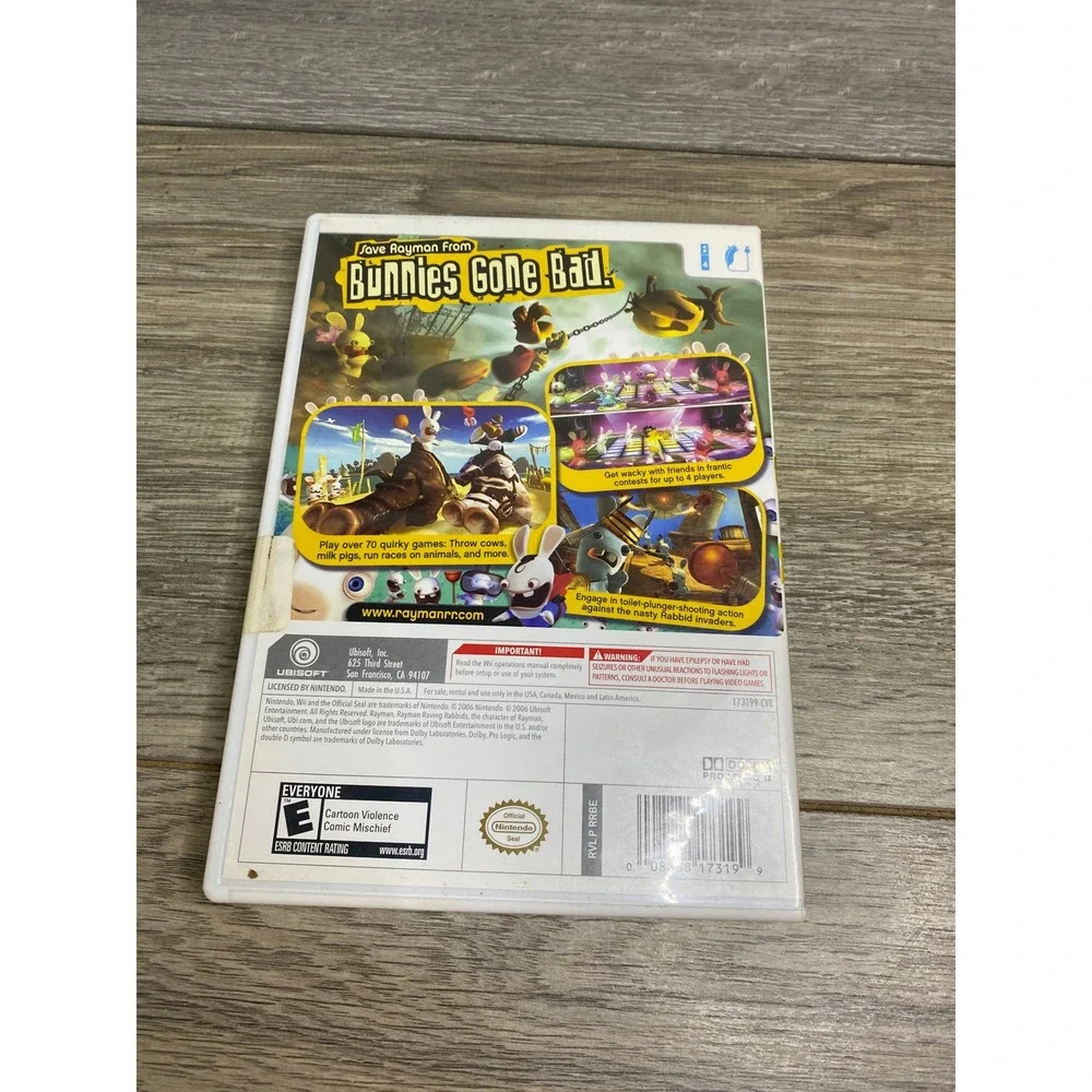 Rayman Raving Rabbids Nintendo‎ Wii Game CIB Ubisoft 2006 RVL P RRBE Mens Womens